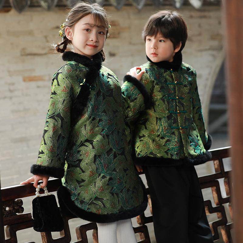 儿童拜年服冬季加厚男女童唐装兄妹装旗袍棉衣姐弟同款汉服外套,淘宝优惠券,粉丝福利购,淘宝优惠卷