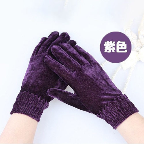 金丝绒保暖手套秋冬薄款防寒冻春季骑行开电动车广场舞蹈女士手套 - 图3