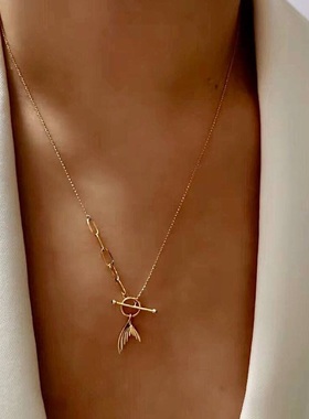 小众设计ot扣吊坠大翅鲸潜水珍珠