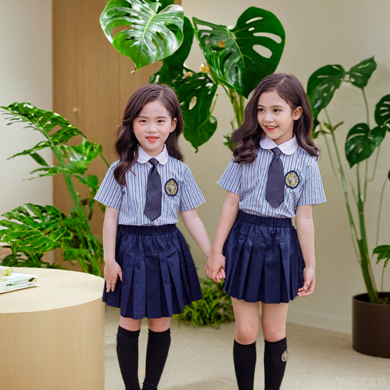 幼儿园园服大班毕业照服装小学生班服礼服夏季短袖套装英伦学院风 - 图1