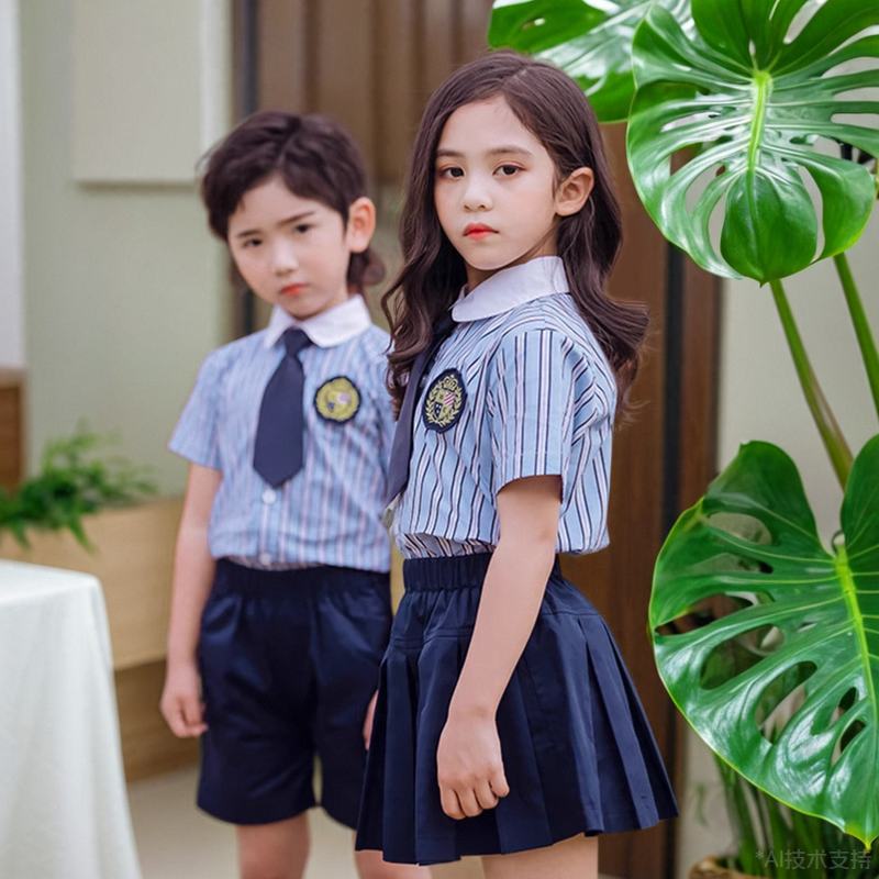 幼儿园园服大班毕业照服装小学生班服礼服夏季短袖套装英伦学院风 - 图2