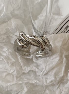 7 rings 北欧ins几何冷淡风简约缠绕绳结925银戒指