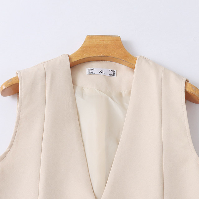 ການຄ້າຕ່າງປະເທດ V-neck suit vest sleeveless jacket ແມ່ຍິງແບບຕາເວັນຕົກ