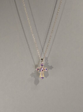 金色十字架吊坠钛钢项链女生饰品