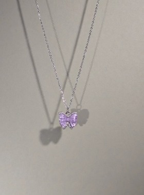 甜美淑女蝴蝶结项链紫色时尚饰品