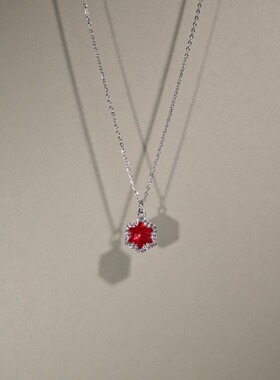 女生项链红色十字架吊坠项链饰品
