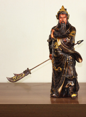 关赐纯铜招财红脸关公铜像