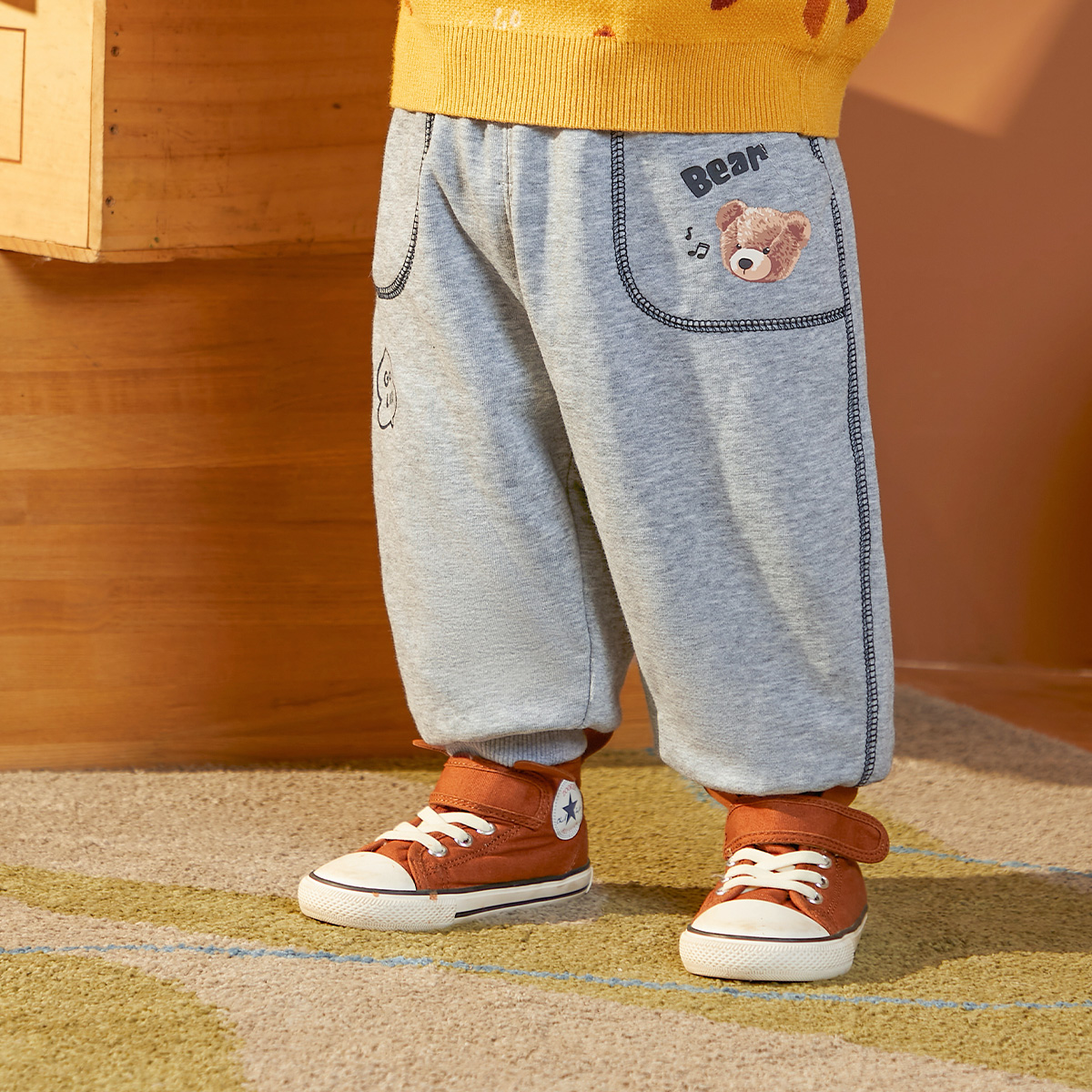 懿琪宝贝男童加绒裤子冬季婴儿屁屁裤加厚儿童棉裤童装宝宝大pp裤 - 图1