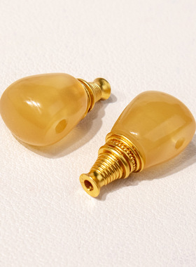归真居黄色琉璃三通配件手工编织手链项链隔珠挂件时尚精美diy