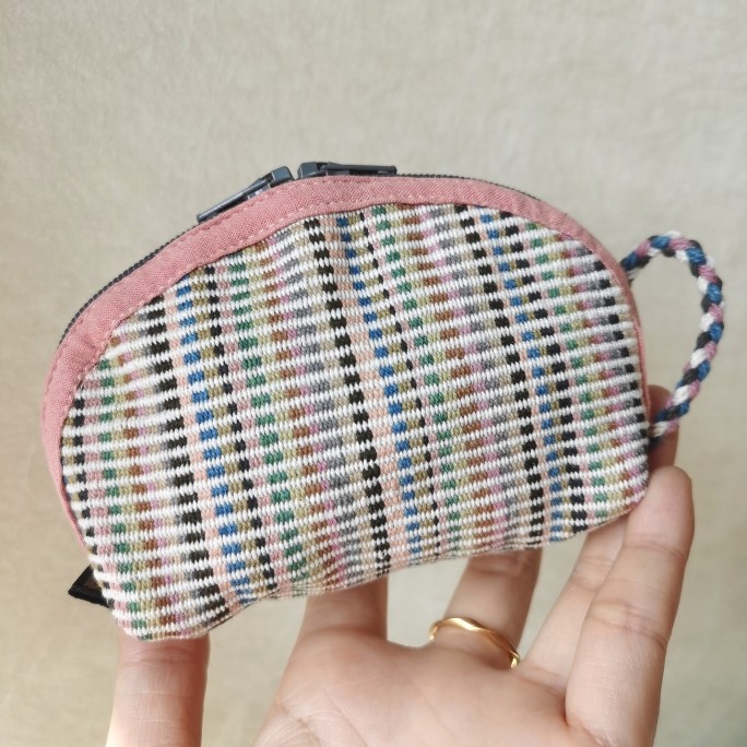 尼泊尔WSDO纯棉手织布 M purse plus半圆贝壳零钱包 卡包加大版,淘宝优惠券,粉丝福利购,淘宝优惠卷