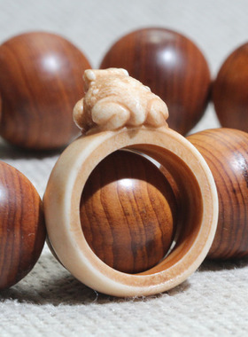 金蟾青蛙招财戒指指环男士骨质文玩流行配饰品