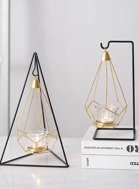 欧式简约家居浪漫烛光晚餐婚庆铁艺烛台金属摆件 香薰黑色蜡烛台