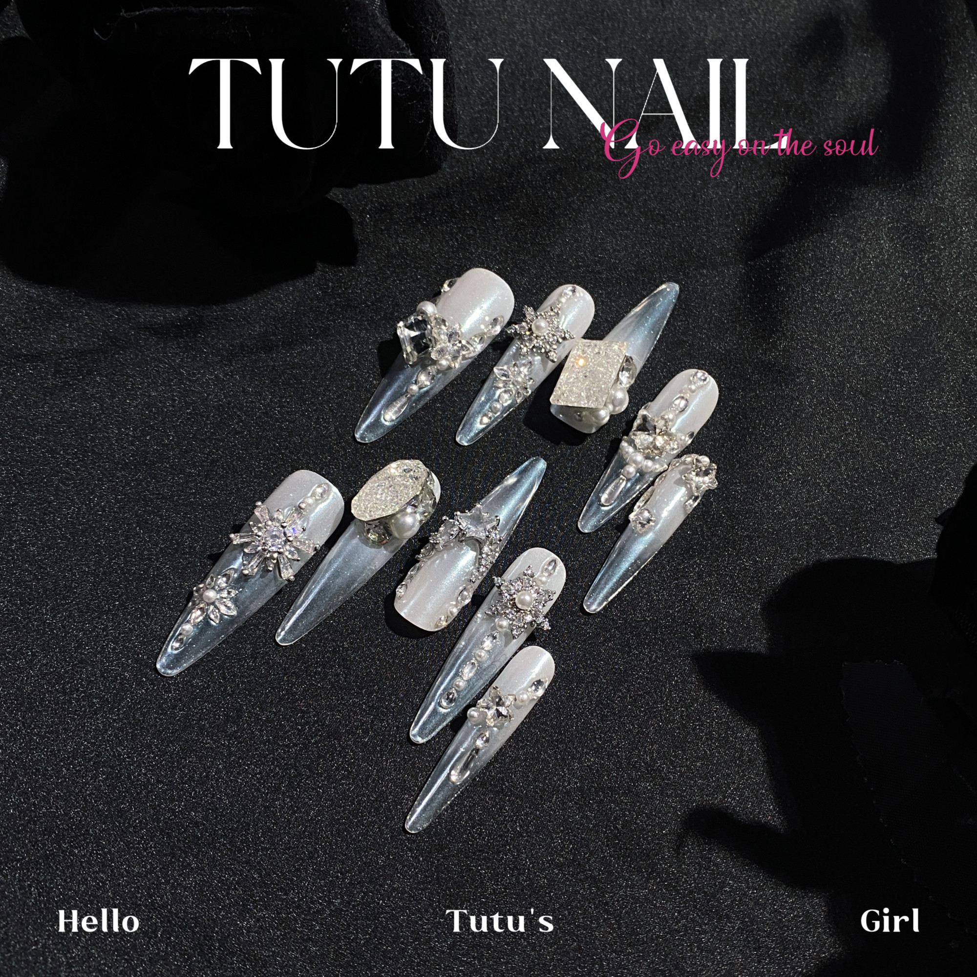 【极光】TUTU NAIL手工穿戴可拆卸结婚美甲婚礼纱珠光白气质重工,淘宝优惠券,粉丝福利购,淘宝优惠卷