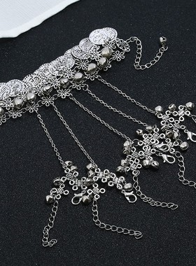 复古钱币连指流苏跳舞铃铛手链女