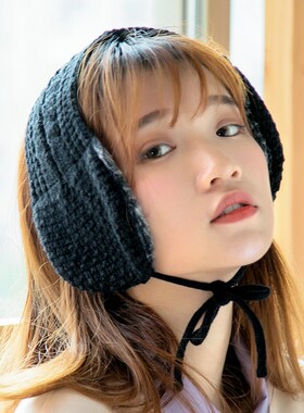 冬季针织护耳耳罩女韩版麻花毛线系带保暖耳包复古百搭防寒耳捂子
