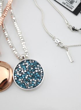 复古圆形贝壳吊坠项链现货