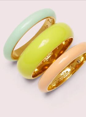 小众设计ks轻奢时尚 Candy Drops Enamel Ring三件套戒指
