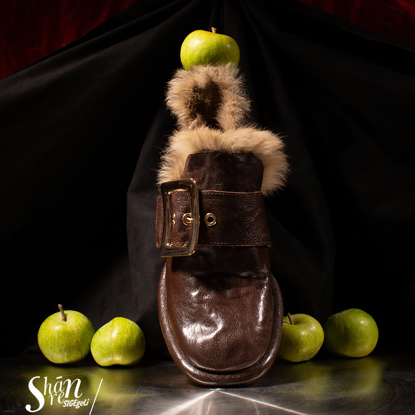 ShānRen高级感兔毛深口真皮单鞋女 法式复古保暖毛毛鞋子粗高跟 - 图3