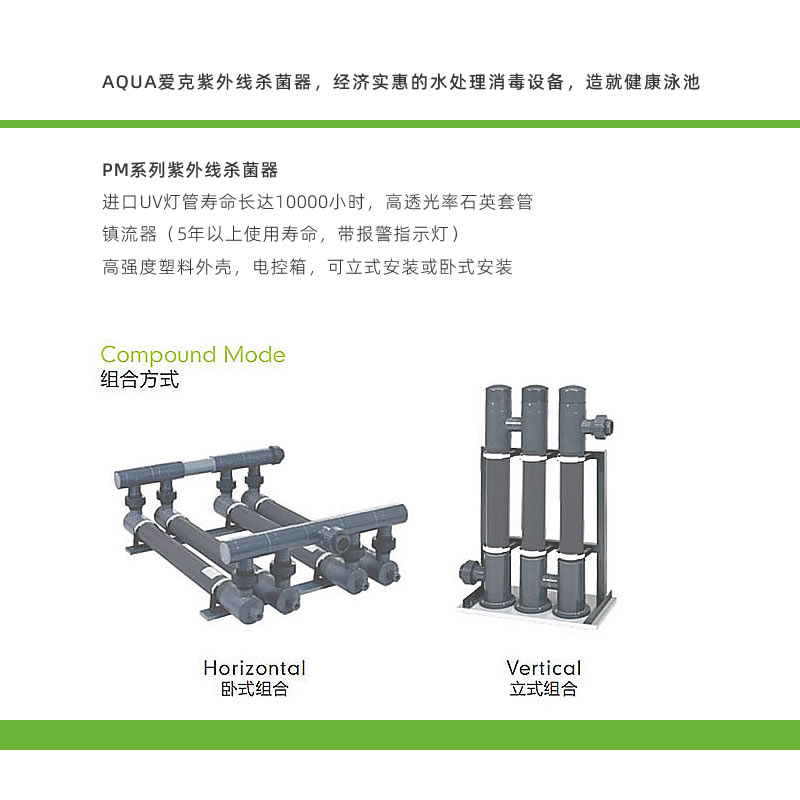 AQUA/爱克游泳池高效UV紫外线杀菌器水处理物理消毒设备PM-III IV - 图0