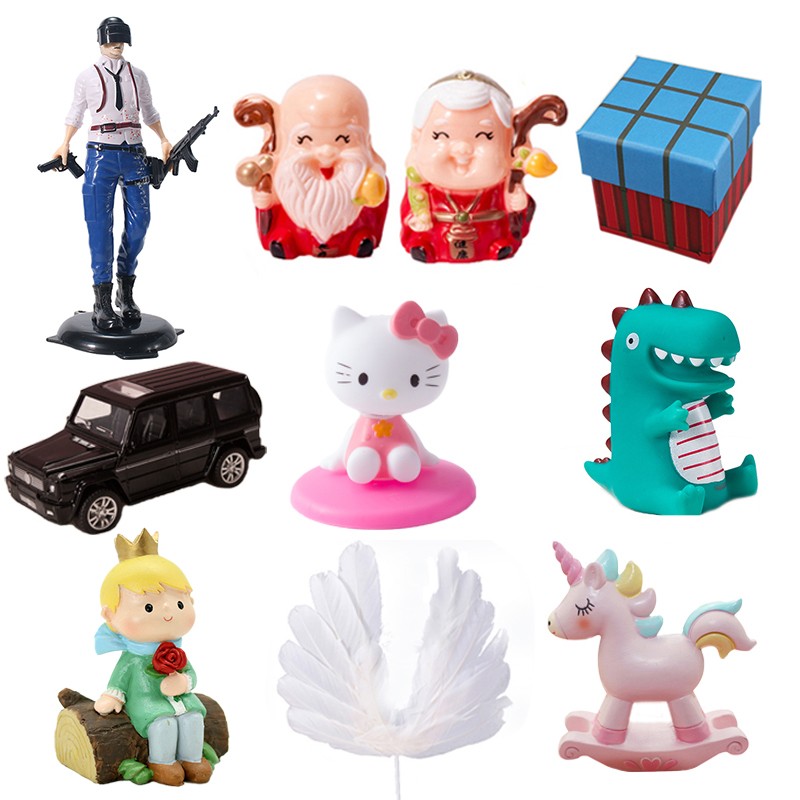 生日蛋糕装饰摆件公主恐龙吃鸡咸蛋超人汽车蜘蛛侠越野车烘焙插件 - 图0