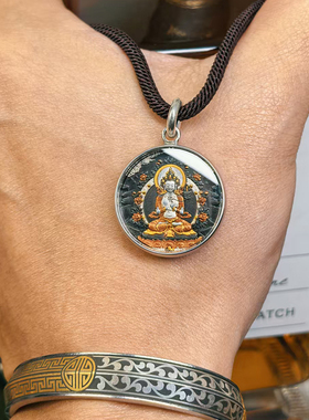 巴赫工作室大势至菩萨唐卡国家非遗手工铁翦金工艺吊坠男女项链圆