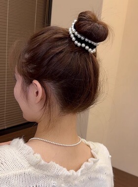柔软高弹力发绳小香风珠珠面膜发圈2025新款雅丹风不勒发扎发头绳