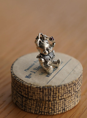 睡莲生生世世 原创设计925纯银童趣玩偶小熊元素吊坠复古小众挂坠