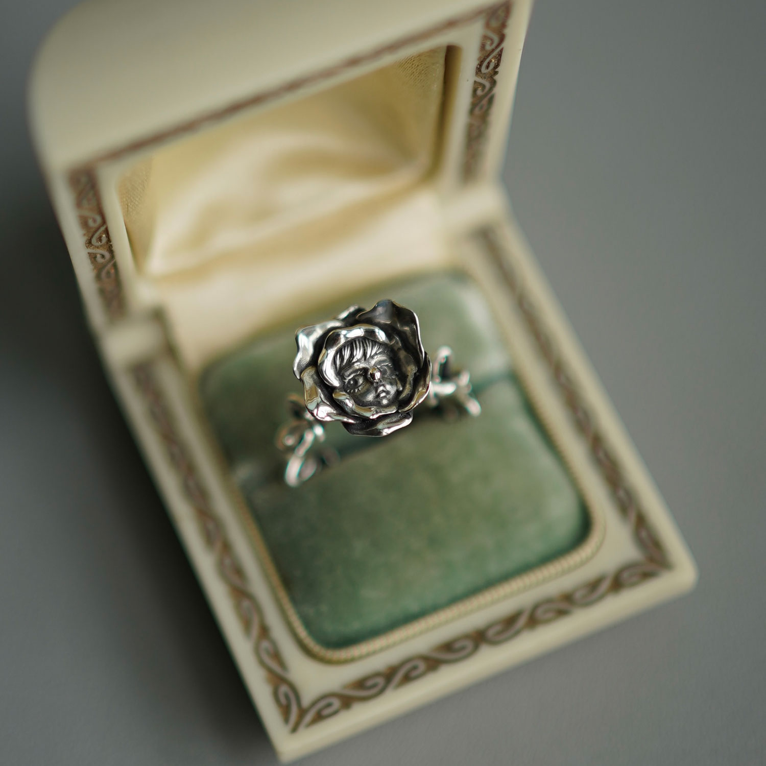 Original design 925 sterling silver ring rose flower