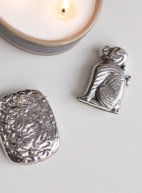 小众纯银盒子油画风动物元素吊坠