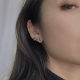 Серьги, ретро кролик, серебро 925 пробы, кот, лев, с драгоценным камнем