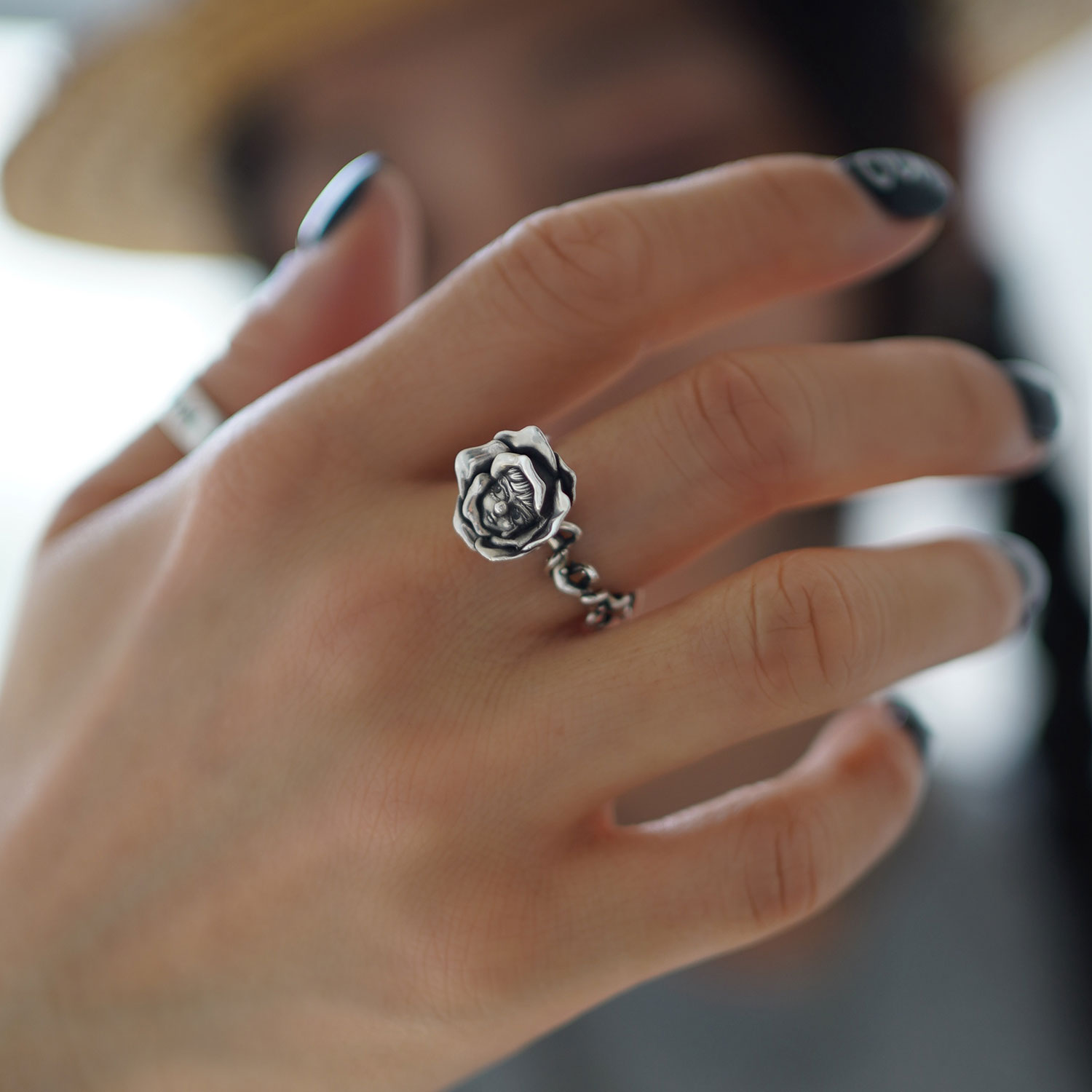 Original design 925 sterling silver ring rose flower