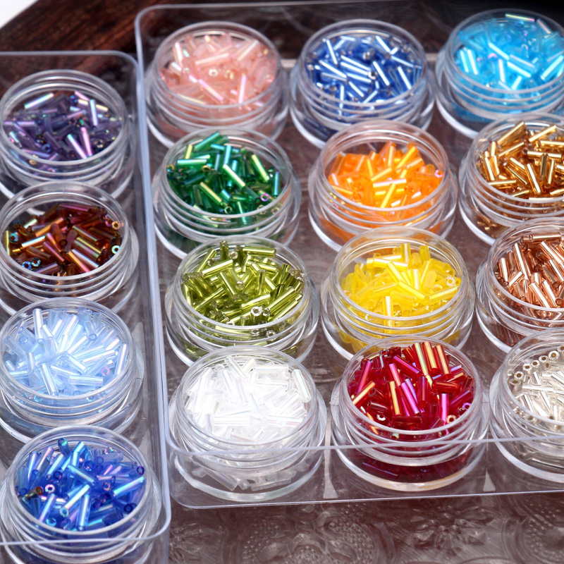 【 6mm长管珠】透明炫彩灌银管珠服装饰品团扇diy法式刺绣配件 - 图1