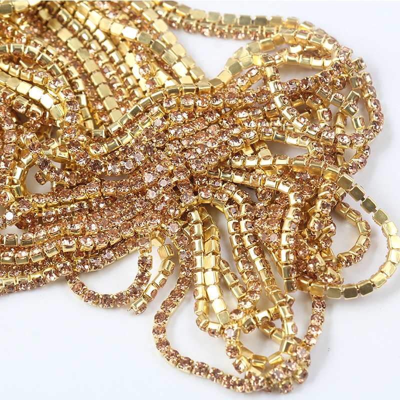 2mm金底密链钻 法式刺绣手缝密爪链条手工DIY娃衣服装辅料材料 - 图2