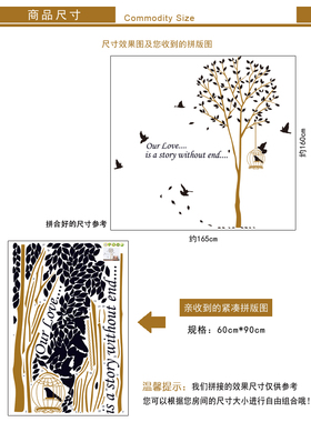 可移除鸟笼超大客厅卧室墙壁贴纸
