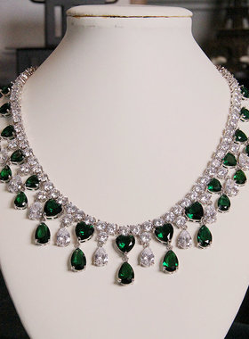 特价新娘宝石项链耳环套装结婚主婚纱饰品敬酒服晚宴配饰礼服首饰