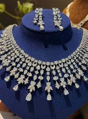 奢华欧美新娘锆石项链耳环装饰品
