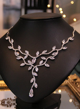 欧美饰品奢华气质新娘锆石项链