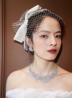 婚礼新娘奢华闪钻项链耳环套装
