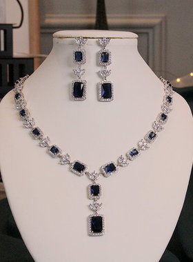 特价新娘宝石项链耳环套装结婚主婚纱饰品敬酒服晚宴配饰礼服首饰