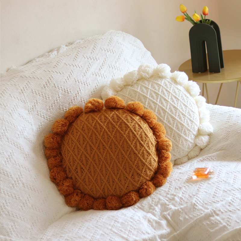 ins针织流苏蒲团抱枕沙发客厅床头靠枕网红花朵抱枕套不含芯靠垫,淘宝优惠券,粉丝福利购,淘宝优惠卷