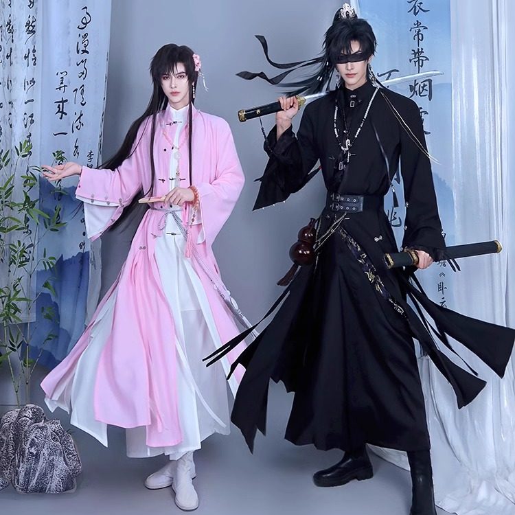 仓宝儿屋[逍遥意]新中式长衫外套风衣黑白粉国风解雨臣齐司礼COS,淘宝优惠券,粉丝福利购,淘宝优惠卷