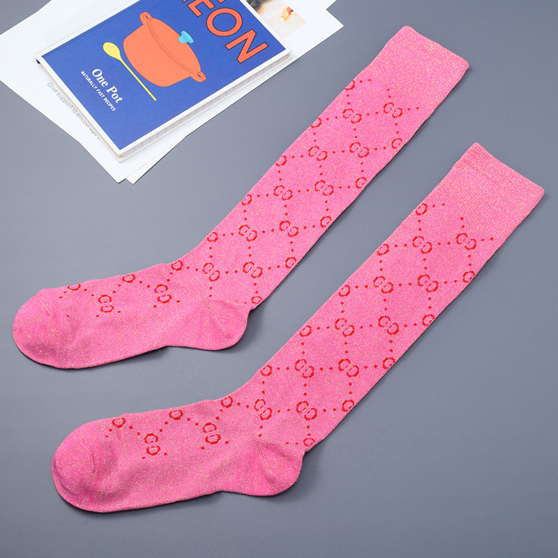 外贸尾货双C字母个性及膝小腿袜ins潮牌网红亮丝女中筒袜女堆堆袜,淘宝优惠券,粉丝福利购,淘宝优惠卷
