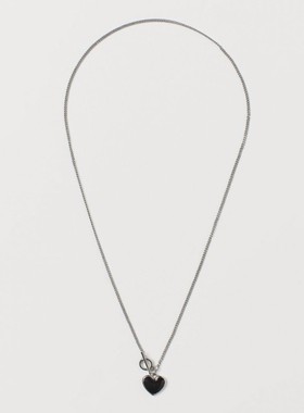 原创银色桃心釉面项链小红书