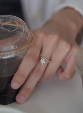 小众设计纯银花朵戒指文艺