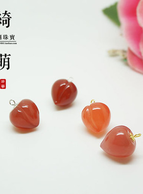 DIY萌小925银镀金寿桃耳环吊坠
