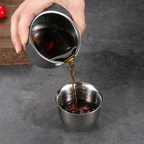 不锈钢小水杯幼儿园儿童杯子双层防烫杯功夫茶杯迷你小茶杯马克杯 - 图3