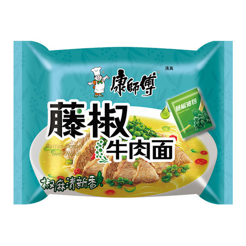 清真康师傅方便面藤椒牛肉面103g袋装整箱批发速食泡面夜宵 - 图3