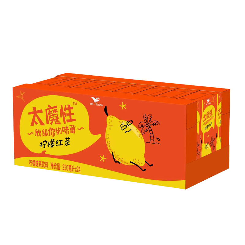 统一太魔性饮料柠檬红茶250ml*12盒24盒装整箱柠檬味茶饮品纸盒装-图0