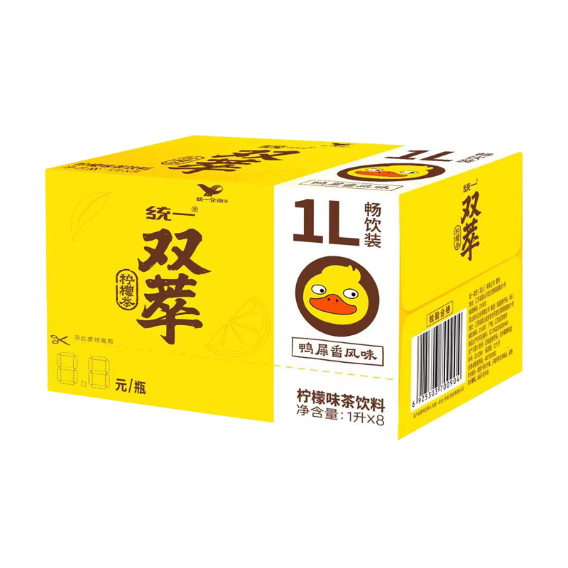 统一双萃柠檬茶1升*8瓶装整箱鸭屎香柠檬味茶饮料1000ml畅饮装 - 图1