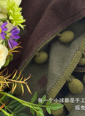 复古轻奢腰果花含羊毛双面披肩